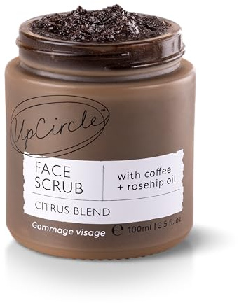 UpCircle Kaffee-Gesichtspeeling – Zitrusmischung für normale und trockene Haut 100 ml – Sheabutter, Kokosnuss + Hagebuttenöl – natürliches, veganes Gesichtspeeling für weiche, glatte Haut