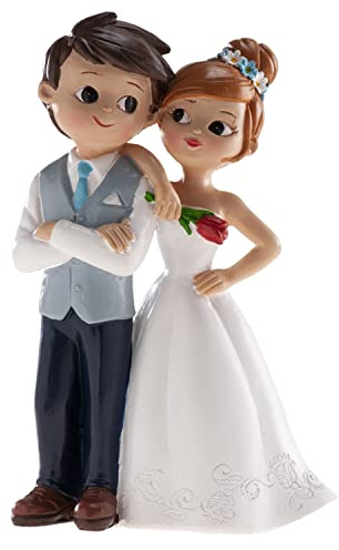 dekora - Brautpaar Figuren für Torte - Hochzeitstorte Deko aus Resin - 16 cm – Hochzeitspaar Figuren für Torte – Originelles und Detailreiches Design – Für den Kontakt mit Lebensmitteln geeignet