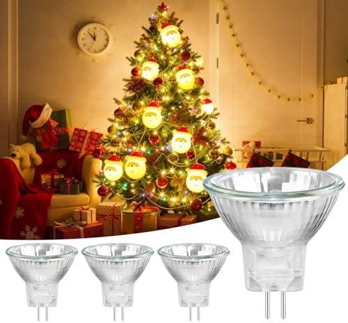 Halogen Leuchtmittel MR11 GU4 12V 10W, Dimmbar 150LM Warmweiß 2800K, 35mm*35mm, 30° Abstrahlwinkel, Halogen Reflektor Strahler MR11 GU4 für Glasfaser Weihnachtsbaum, Einbauleuchten, 4 Stück