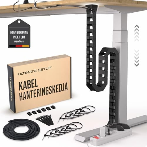 Kabelführung Schreibtisch - Flexible Kabelschlange, Kabelkette (Schwarz) | Flexibler Kabelkanal · Schreibtisch Kabelmanagement · Führt Kabel geordnet vom Tisch zum Boden