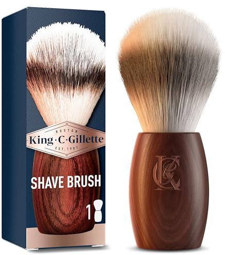 King C. Gillette Bartpflege Rasierpinsel Herren mit Weichen Borsten und Holzgriff, Rasurerlebnis auf Barbier-Niveau, Geschenk für Männer