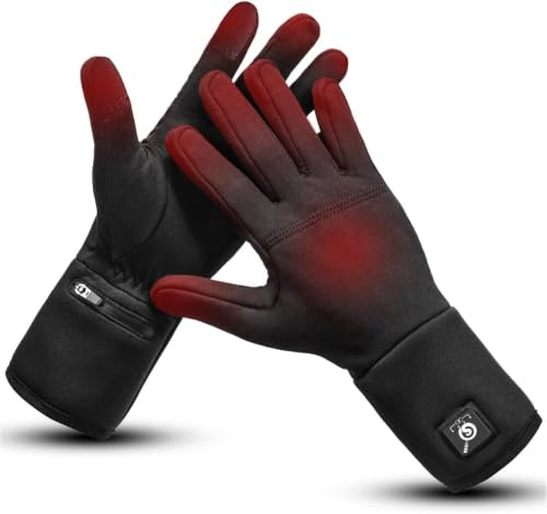 Beheizbare Ski-Fäustlinge – 7,4 V 2200 mAh Akku, 3 Heizstufen (40/50/60 °C), volle Finger-Heizfläche, wasserabweisend & Winddicht, Touchscreen, Verstellbarer Handgelenkriemen, Unisex Damen/Herren
