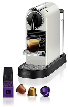 Nespresso De'Longhi EN167.W Citiz Kaffeekapselmaschine, Hochdruckpumpe und ideale Wärmeregelung ohne Aeroccino (Milchaufschäumer), Energiesparfunktion,1260W,37.4 x 11.9 x 25.5 cm, Creme-weiß