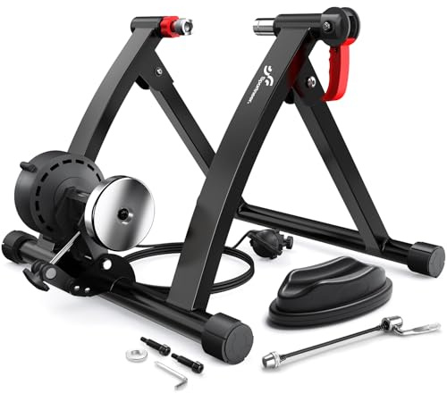 Sportneer Rollentrainer Fahrrad - Magnetischer Rollentrainer für 26-28 & 700C Schnellspanner Vorderradunterlage Radtrainer mit 6 Widerstandsstufen für Indoor Riding mit Geräusch Reduktions Rad