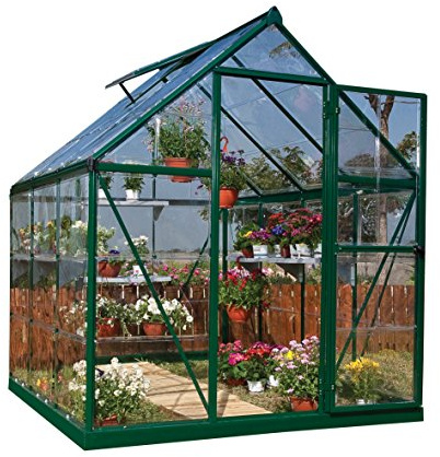 Canopia by Palram Gewächshaus klein Harmony 6x4 Treibhaus185x126 cm Aluminium Grün Tomatenhaus Polycarbonatplatten UV-beständig