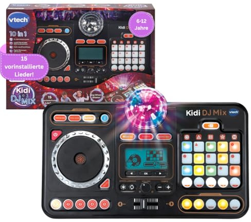 VTech Kidi DJ Mix – 10-in-1 DJ-Mischpult mit Jog-Wheel und vielen Effekten zum Bearbeiten der Musik – Für Kinder von 6-12 Jahren, Schwarz