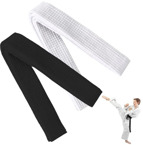Roinaid 2 Stück Judo Gürtel Karate Gürtel 160 cm Aus Extra Dickem Stoff Geeignet für Professionelles Karate-Aikido für Kinder Handgenäht Robust und Langlebig Weiß+schwarz
