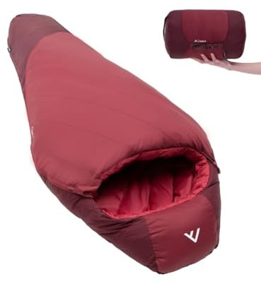 qeedo Daunenschlafsack 3 Jahreszeiten – warm, leicht & komprimierbar, Komfort 6 °C, Größe L bis 195 cm, RDS Daune, wasserabweisend, Camping & Trekking