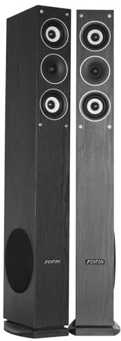Fenton SHFT52B HiFi Lautsprecher Set, 3-Wege passives Standlautsprecher Paar - 500 Watt - Hi-Fi Lautsprecher Boxen - Schwarz