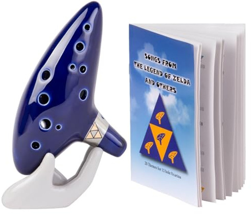 Deekec Zelda Ocarina 12 Loch Alto C mit Songbuch (Songs From the Legend of Zelda) mit Displayständer Schutztasche