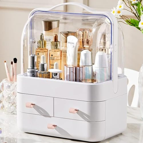 RMAN Make Up Organizer Kosmetik mit Deckel Große Kapazität Aufbewahrung | Staubdicht Wasser, Multifunktionale, Schminktisch, Schlafzimmer, Bad, Geschenk