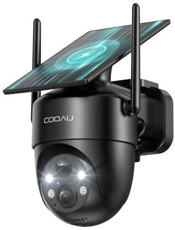 COOAU Überwachungskamera Aussen Akku Solar-Outdoor WLAN Kamera Überwachung | 2K Aussen Kabellose, Installationsfreie Solarpanel, KI-Erkennung, 360°-Überwachung, Farbnachtsicht, Zwei-Wege-Audio, Alexa