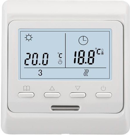 Wengart Raumthermostat für wasserführende Fußbodenheizung WG806,AC230V 3A Heizungsthermostat Programmierbar,LCD-Display mit Wochenprogrammierung für thermische Stellantriebe,Unterputz-Montage