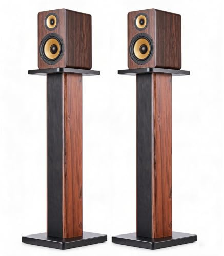 Suuiwau 2er Holz Lautsprecherständer Set, Speaker Stand für Heimkino 90cm | Stabiler Boxenständer aus Holz | Kabelführung & Bodenschutz | Resonanzdämpfung mit Sandfüllung | für Wohnzimmer & Studio