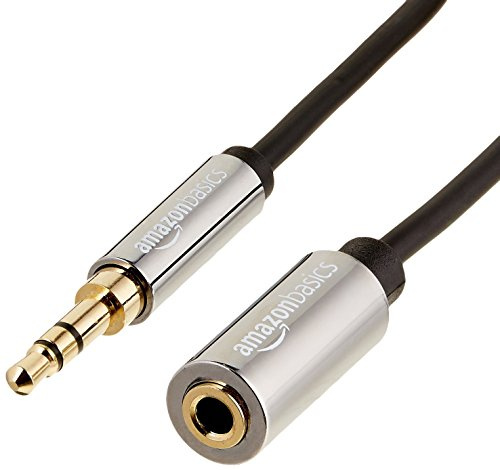 Amazon Basics Stereo Audio AUX Verlängerungskabel Männer auf Frauen, 3,5 mm, 1.8 m, Schwarz