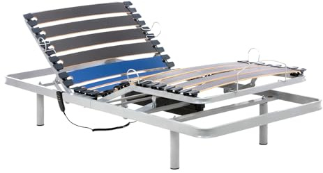 Geriafy - Elektrisch Verstellbarer Lattenrost Home Silver | 90x190 cm | Verstärkt und kompakt | Kabelgebundene Fernbedienung