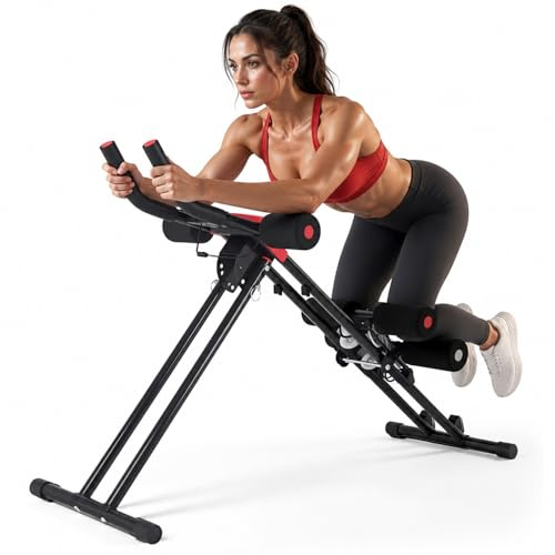 Krovtoy Bauchtrainer Klappbar, 5-fach Verstellbarer Widerstand, LED-Display, Faltbarer Bauchmuskeltrainer für Zuhause, 120kg Belastbar, Ganzkörpertraining für Bauch, Beine, Arme & Po