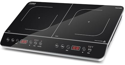 CASO Touch 3500 Induktionskochplatte doppelt mobil, Sicherheitsschalter, 60-240°C, 6 Stufen, Timer 180 Min., Töpfe bis 26 cm, 3500 Watt, Glaskeramik