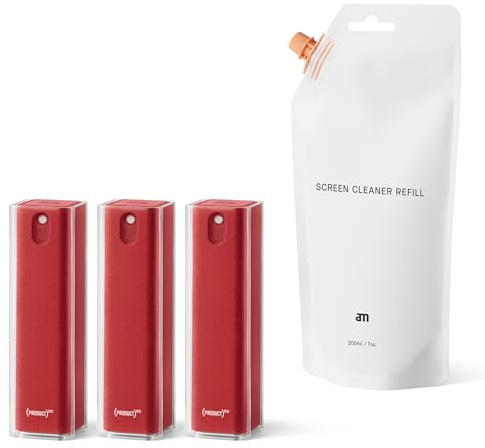 am Bildschirmreiniger Set mit 200 ml Nachfüllung – Handy & Laptop 3 Pack | 2-in-1 Bildschirmreiniger Set mit 200 ml Nachfüllung für Smartphones, Tablets, Laptops, Monitore und Auto-Displays.