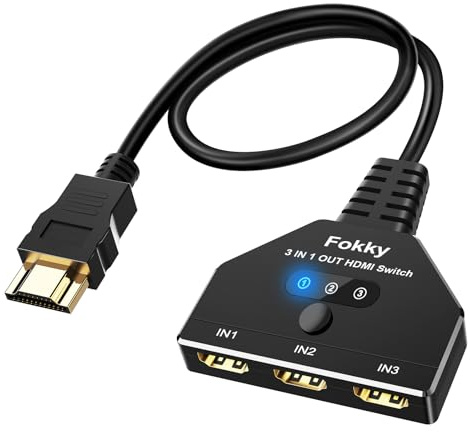 hdmi FOKKY HDMI Verteiler Automatische/Manuell Vergoldet 3 In 1 Out 3-Port Splitter 4K/3D/UHD/HD/1080P FüR Xbox PS4 PS3 Blu-Ray Firestick HDTV
