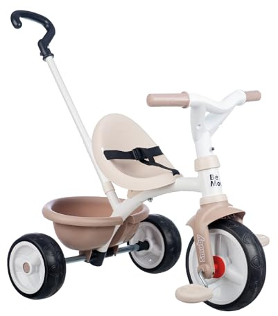 Smoby - Be Move Beige - Kinderdreirad mit Schubstange, Sitz mit Sicherheitsgurt, Metallrahmen, Pedal-Freilauf, für Kinder ab 15 Monaten