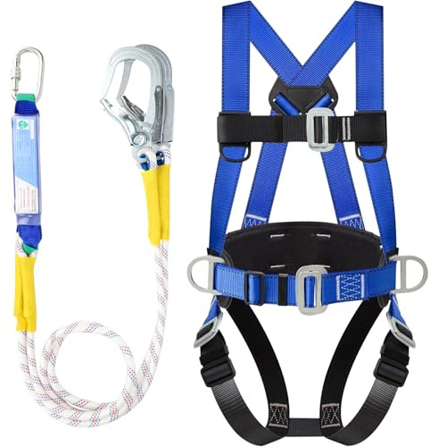 unbholkk Sicherheitsgurt, Klettergurt Herren, Absturzsicherung Dachdecker, Fallschutz Sicherheitsgurt, Kletterausrüstung Set - 6 Hochfeste Tragende D-Ringe aus Legiertem Stahl Konstruktionsgurt