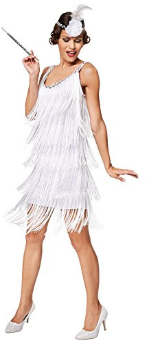 dressforfun tectake Frauenkostüm Charleston Diva | Sexy Fransenkleid | Inkl. Haarband mit Kunstblume und Feder (XL | Nr. 301588)