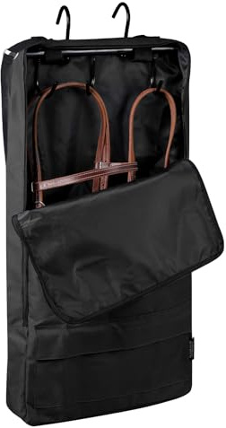 Harrison Howard Zaumzeug / Halfter Tasche - Wasserdichte 600D Pferde-Tack-Aufbewahrung, Hängeorganizer mit Multi-Haken-Design, schützt Zaumzeug & Zügel, Piano Schwarz