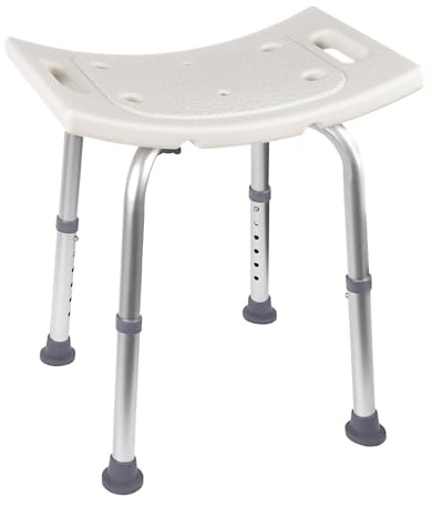 Ez2care Duschhocker, Höhenverstellbarer Duschstuhl, Rutschfester Badhocker für Dusche & Badewanne, Stabiler Aluminium Duschsitz, Leicht, Komfortabel, Vielseitig & Belastbar bis 136 kg, 37,5–49,5 cm