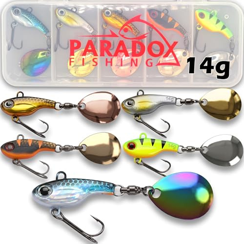 Paradox Fishing Infinity Jig Spinner 5er Set 8g/14g - Spin Jig zum Barsch Angeln Barsch Köder Zander Hecht Spinnerbait Spinn Köder – Barschköder