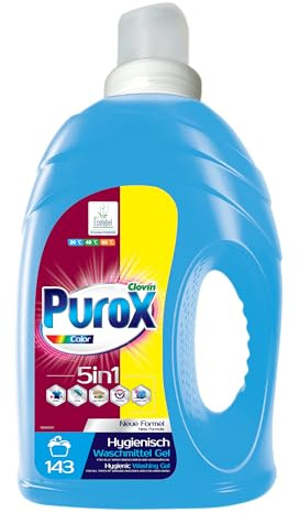 PUROX Color Waschgel 4,3 l, 143 Waschladungen, für Buntwäsche, Konzentrat | Vollständig löslich, umweltfreundlich und mit Kalkschutz