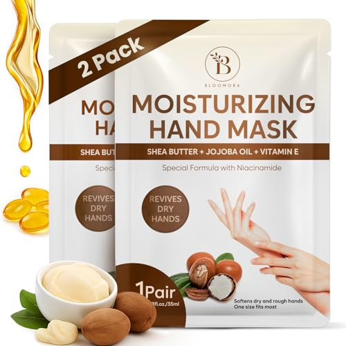 Handmaske für Trockene Hände mit Sheabutter 2 Paar | Mit Jojobaöl und Vitamin E ideal als kleine Auszeit zwischendurch