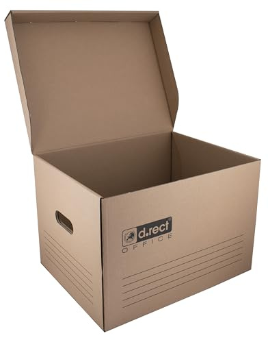 D.RECT Archivbox 2100 ZIP, 6 Stück, 431x333x294mm | Klappdeckelbox, Lagerbox, Aktenkarton, Braun