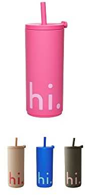 Design Letters Kaffeebecher to go 500 ml mit Deckel & Strohhalm – Rosa – Trinkbecher BPA-frei & auslaufsicher, Coffee to go Becher – Weihnachtsgeschenke Kleinigkeiten, Wichtelgeschenk
