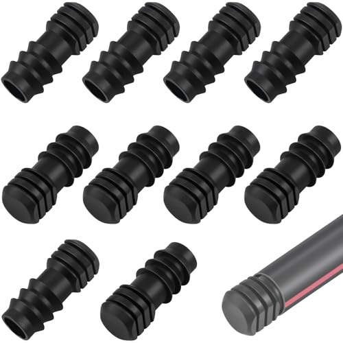 poeland Endstopfen Schlauchverbinder, für 13mm (1/2 Zoll), Schwarzer Kunststoff Garten Tropfschlauch Verbinder, Tropfbewässerung Fitting Zubehör für Bewässerung System Endstücke (10 Stück)