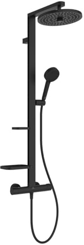 Ideal Standard Ceratherm Alu+ Duschsystem, Hergestellt aus 100% recyceltem Aluminium, Wassersparende Brause mit variablen Strahlarten und Verbrühschutz – Schwarz Matt (356x501x1113 mm)