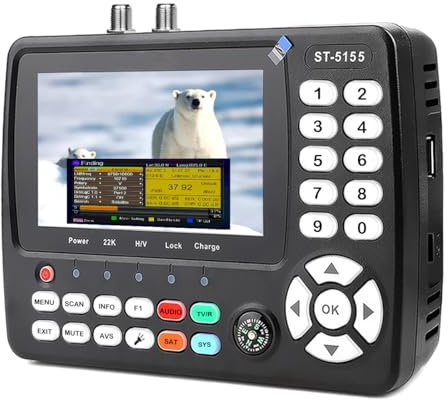 ST-5155 Satfinder DVB-S2/S/T2/T/C, Satelliten Finder 10bit mit Bild 4.3 | Digitaler Sat Finder für Alle Standards (Satellit, Terrestrisches Fernsehen und Kabelfernsehen), Astra 19.2 Digital Deutsch