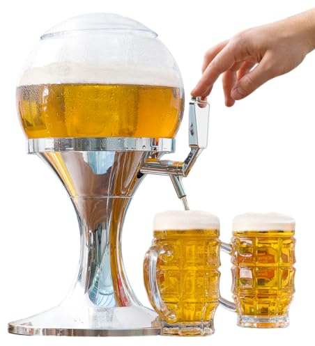 InnovaGoods® Bierzapfanlage 3,5 L, Getränkezapfanlage, Kugelbierzapfanlage mit Kühler, Bierzapfanlage mit geschlossenem und herausnehmbarem Innentank für EIS, Silber