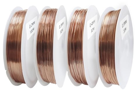 RRRST Kupferlackdraht Sortiment Kits, Isolierter Kupferdraht, Kupferspule, Lackdraht, 4 verschiedene Durchmesser 0.2mm 0.3mm 0.4mm 0.5mm, Länge 200m
