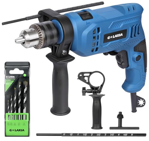G LAXIA Schlagbohrmaschine 550W, 3000 U/min, 360 ° drehbarer Griff, verstellbares Bohrfutter von 13 mm, Tiefenmesser, Bohrhammer funktioniert 2-in-1, leistungsstarke Bohrmaschine, variable