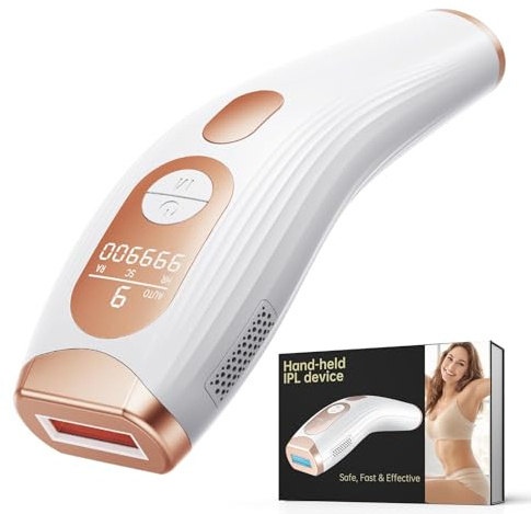 IPL Geräte Haarentfernung, 9 Energiestufen Haarentfernungsgerät, 999,900 Lichtimpulse, 600 NM Effizientes IPL Laser Haarentfernungsgerät für Frauen, Männlich, Gesicht, Ganzkörper