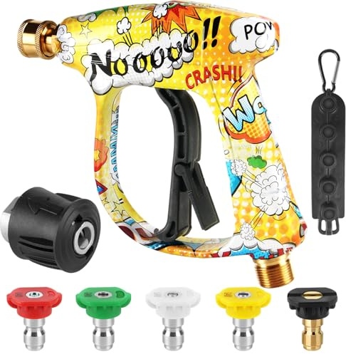 Hochdruckreiniger Pistole, BUNTOR 4000 PSI Hochdruckpistole Jet Wash Pistole mit 5 Düsen + 1/4 Schnellanschluss, M22-14mm Anschluss für Autowäsche und Reinigung