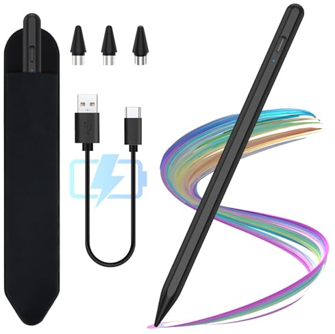 KBCASE Tablet Stift für Alle Android Tablet, Stylus Pen für Samsung/Lenovo/Huawei/XiaoMi/Vivo, 15min Super-Schnellladen, Neigungs Empfindlichkeit und Hohe Präzision, Schwarz