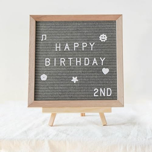 Letterboard aus Eiche 25x25cm mit 400 Magnetbuchstaben & Zubehör – Stecktafel mit Staffelei – Premium Memoboard für Küche, Homeoffice und Geschenke (Grau)