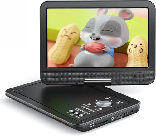 YOTON 12,5-Zoll Tragbarer DVD-Player mit 10,5-Zoll HD-Drehbildschirm, ideal fürs Auto, inkl. Autoladegerät, Netzteil, Akku, unterstützt USB/SD-Karte/TV-Sync [Kein Blu-ray]