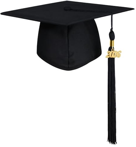 GraduationMall Doktorhut Studentenhut Abschluss Hut 2026,Abschlussmütze für Abitur Bachelor Master,Abschlussfeier Abschlusskappe Schwarz
