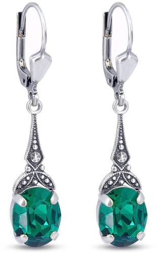 Jugendstil Ohrringe Silber Kristall Silber Vintage Ohrhänger NOBEL SCHMUCK