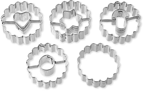 Dr. Oetker Plätzchen Ausstecher Linzer 5er Set – Ausstechformen White Christmas Baking – Plätzchenausstecher aus rostfreiem Edelstahl zu Weihnachten
