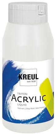 KREUL 17017 - Triton Acrylic Liquid Weiß 750 ml, Hochwertige Künstler-Acrylfarbe in Studienqualität mit leicht fließendem Charakter, tiefmatt auftrocknend