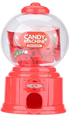 Fdit Tragbare Kinder Süßigkeiten Maschine Kunststoff Mini Gumballs Dispenser Kinder Kindergarten (Rot)
